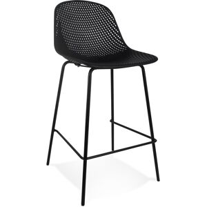 ALTEREGO Tabouret snack mi-hauteur perforé 'LOKI MINI' noir intérieur / extérieur