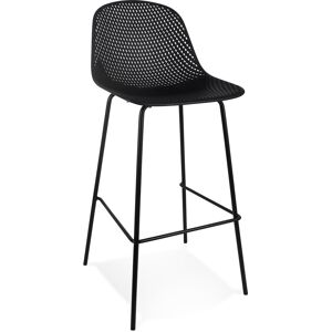 ALTEREGO Tabouret de bar perfore 'LOKI' noir interieur / exterieur