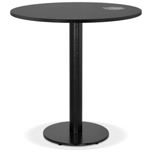 ALTEREGO Petite table à diner 'LUCETTE' ronde en bois et fonte noire - Ø 68 cm