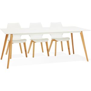 ALTEREGO Table à manger design 'MADY' blanche style scandinave - 200x90 cm - Publicité