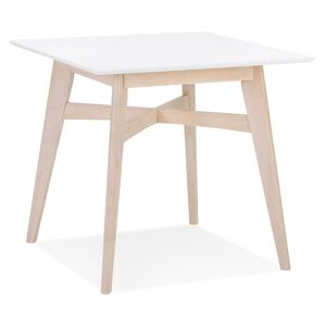 ALTEREGO Table à diner carrée 'MAEVA' en bois blanc et finition naturelle - 80x80 cm
