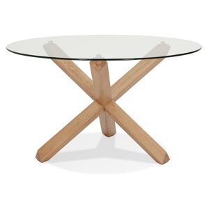 ALTEREGO Table ronde design 'MAGIK' en verre et chêne massif