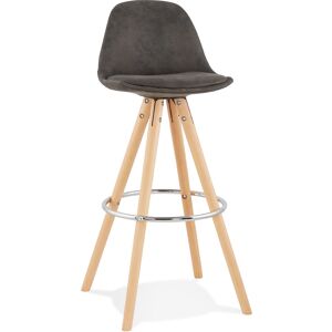 ALTEREGO Tabouret de bar 'MARKA' en microfibre grise et pieds en bois naturel