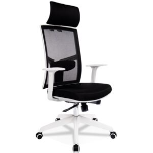 ALTEREGO Fauteuil de bureau design 'MATILDA' en tissu noir et structure blanche