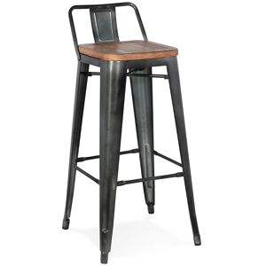 ALTEREGO Tabouret de bar 'MECANO' en metal gris fonce style industriel