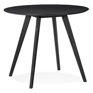 ALTEREGO Table de cuisine ronde 'MIDY' noire style scandinave - ø 90 cm