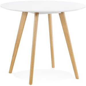 ALTEREGO Table de cuisine ronde 'MIDY' blanche style scandinave - ø 90 cm