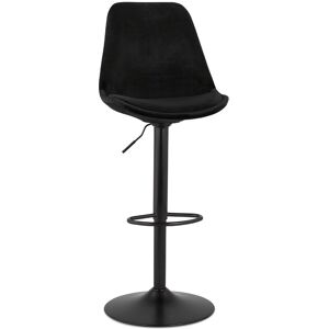 ALTEREGO Tabouret reglable 'MIKE' en velours noir et pied noir