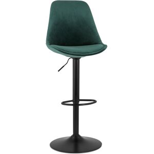 ALTEREGO Tabouret reglable 'MIKE' en velours vert et pied noir