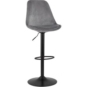 ALTEREGO Tabouret reglable 'MIKE' en velours gris et pied noir