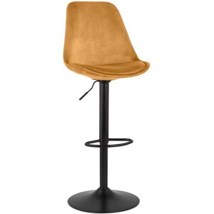 ALTEREGO Tabouret reglable 'MIKE' en velours moutarde et pied noir