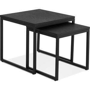 ALTEREGO Set de 2 tables gigognes emboîtables style industriel 'MOMA' en bois et metal noir