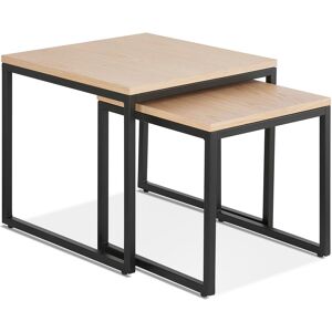 ALTEREGO Set de 2 tables gigognes emboîtables style industriel 'MOMA' en bois finition naturelle et metal noir