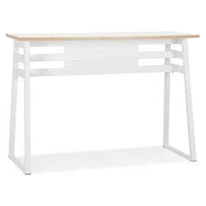 ALTEREGO Table de bar haute 'NIKI' bois et metal blanc - 150x60 cm