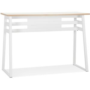 ALTEREGO Table de bar haute 'NIKI' bois et métal blanc - 150x60 cm