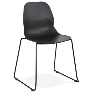 ALTEREGO Chaise design 'NUMERIK' noire avec pieds en metal noir