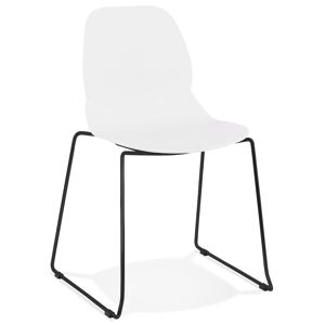 ALTEREGO Chaise design 'NUMERIK' blanche avec pieds en métal noir