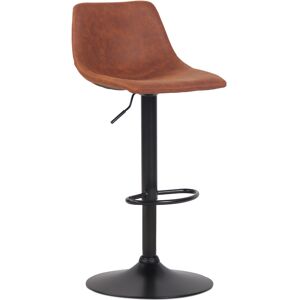 ALTEREGO Tabouret reglable design 'OMALET' en microfibre brune et pied en metal noir