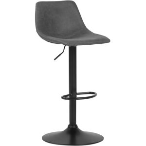 ALTEREGO Tabouret reglable design 'OMALET' en microfibre gris fonce et pied en metal noir