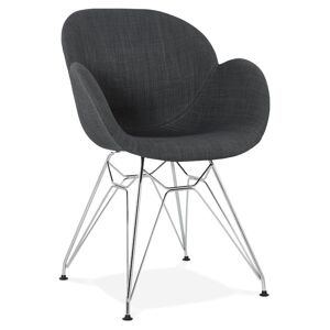 ALTEREGO Chaise moderne 'ORIGAMI' en tissu gris fonce avec pieds en metal chrome