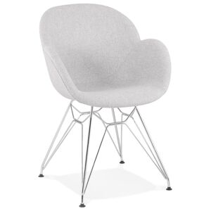 ALTEREGO Chaise moderne 'ORIGAMI' en tissu gris clair avec pieds en métal chromé