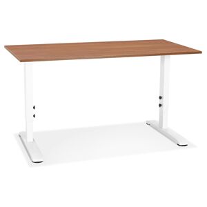 ALTEREGO Bureau réglable en hauteur 'OSMOSE' en bois Noyer et métal blanc - 140x70 cm