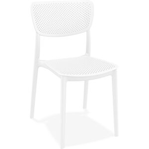 ALTEREGO Chaise de terrasse perforee 'PALMA' en matiere plastique blanche