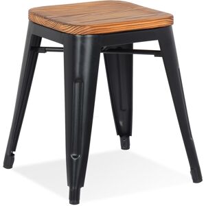 ALTEREGO Tabouret bas 'PEPINO' en metal noir style industriel