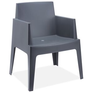 ALTEREGO Chaise design 'PLEMO' gris fonce en matiere plastique
