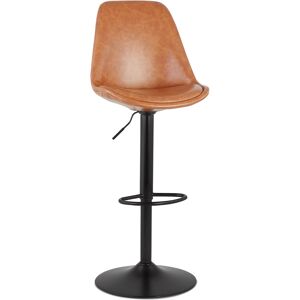 ALTEREGO Tabouret reglable 'RODEO' en matiere synthetique brune et pied noir