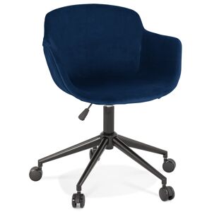 ALTEREGO Chaise de bureau 'ROLLING' en velours bleu sur roulettes