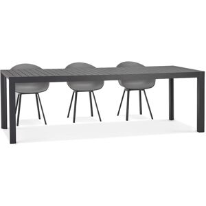 ALTEREGO Table de jardin extensible 'SAMUI' en aluminium gris fonce - 180(240)x100 cm