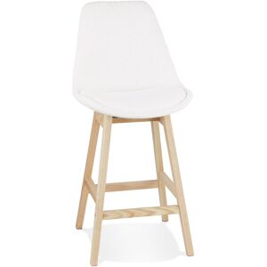 ALTEREGO Tabouret snack mi-hauteur 'SANDRA MINI' en tissu bouloche blanc style scandinave