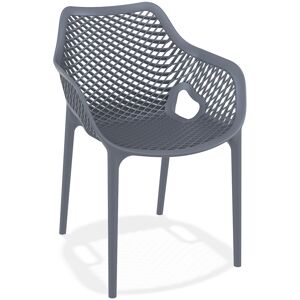 ALTEREGO Chaise de jardin / terrasse 'SISTER' gris fonce en matiere plastique