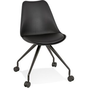 ALTEREGO Chaise de bureau sur roulettes 'SKIN' noire avec structure en metal noir