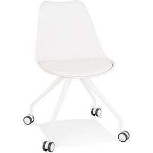 ALTEREGO Chaise de bureau sur roulettes 'SKIN' blanche avec structure en metal blanc