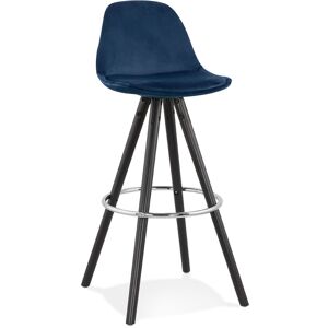 ALTEREGO Tabouret de bar 'SPIRIT' en velours bleu et pieds en bois noir - Publicité