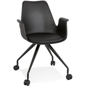 ALTEREGO Chaise de bureau avec accoudoirs 'SPLIT' noire sur roulettes