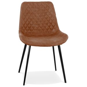 ALTEREGO Chaise design 'TAICHI' en microfibre brune et pieds en metal noir