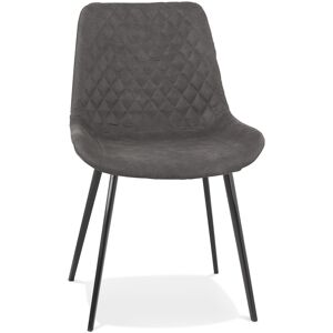 ALTEREGO Chaise design 'TAICHI' en microfibre gris foncé et pieds en métal noir