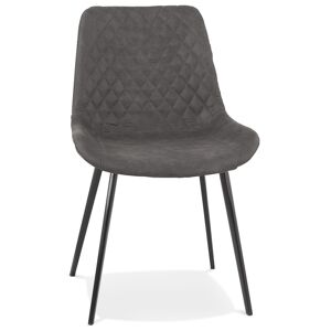 ALTEREGO Chaise design 'TAICHI' en microfibre gris foncé et pieds en métal noir - Publicité