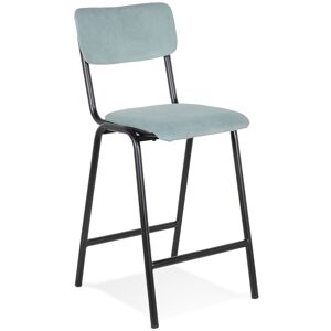 ALTEREGO Tabouret snack mi-hauteur 'TALIA MINI' en tissu côtele bleu - commande par 2 pieces / prix pour 1 piece