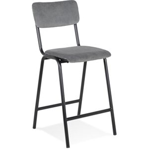 ALTEREGO Tabouret snack mi-hauteur 'TALIA MINI' en tissu côtele gris fonce - commande par 2 pieces / prix pour 1 piece