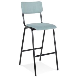 ALTEREGO Tabouret de bar 'TALIA' en tissu côtele bleu - commande par 2 pieces / prix pour 1 piece