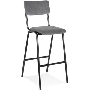 ALTEREGO Tabouret de bar 'TALIA' en tissu côtele gris fonce - commande par 2 pieces / prix pour 1 piece