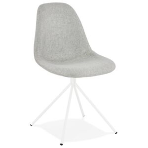 ALTEREGO Chaise design 'TAMARA' en tissu gris avec pied en metal blanc