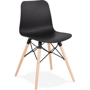 Chaises scandinaves dépareillées ajourées pieds en bois x4 - MANDY