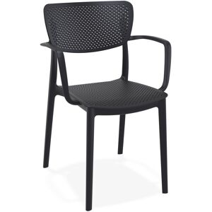 ALTEREGO Chaise perforee avec accoudoirs 'TORINA' en matiere plastique noire