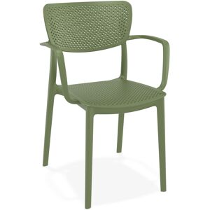 ALTEREGO Chaise perforée avec accoudoirs 'TORINA' en matière plastique verte - Publicité