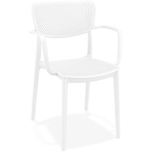 ALTEREGO Chaise perforée avec accoudoirs 'TORINA' en matière plastique blanche - Publicité